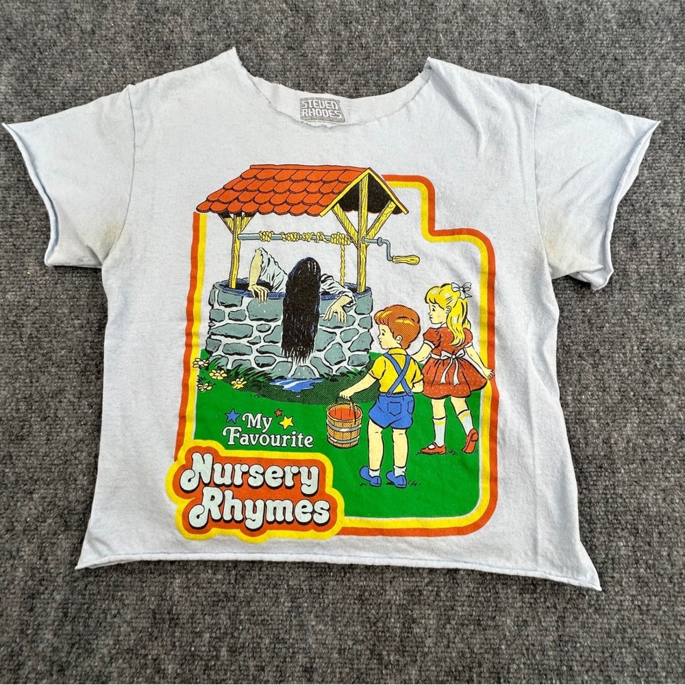 Steven Rhodes My Favourite Nursery Rhymes Cut Off Graphic Tee Light Blue Small
